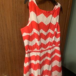 Just...Taylor White and Rust Chevron Sleeveless Dress, Size 14